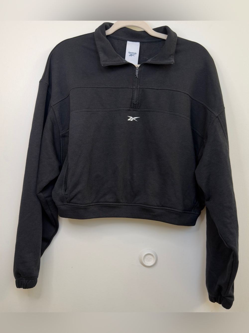 Reebok Girls Black Cropped top Half-Zip Pullover Sweatshirt Size Large